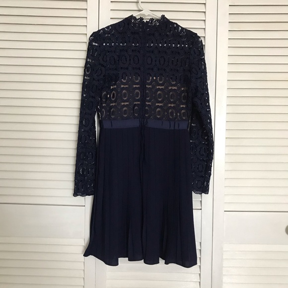 Little Mistress Petite Navy Blue Lace Midi Dress - Picture 3 of 7